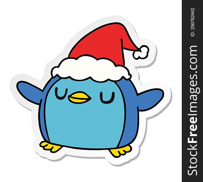 Christmas Sticker Cartoon Of Kawaii Penguin