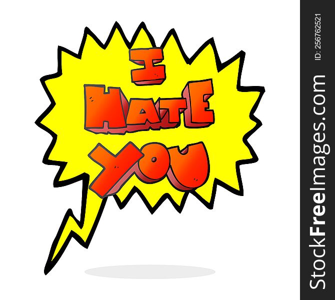 I hate you freehand drawn speech bubble cartoon symbol. I hate you freehand drawn speech bubble cartoon symbol