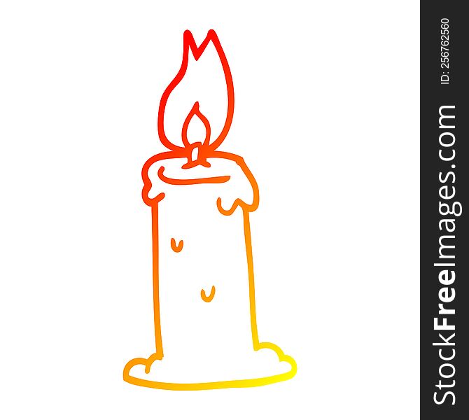 Warm Gradient Line Drawing Cartoon Burning Candle