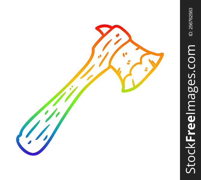 Rainbow Gradient Line Drawing Old Axe