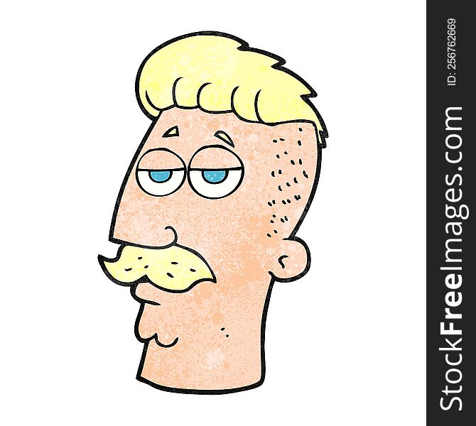 freehand textured cartoon man with hipster hair cut