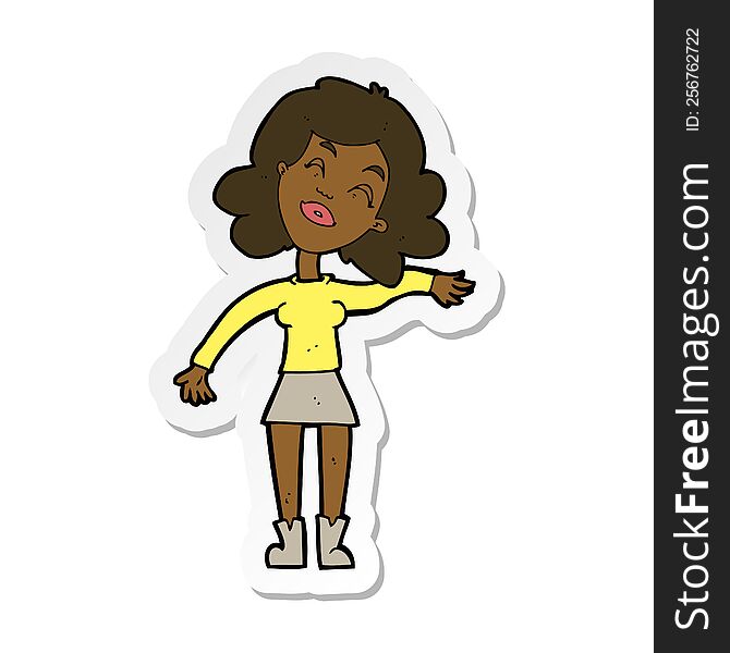 sticker of a cartoon woman only joking