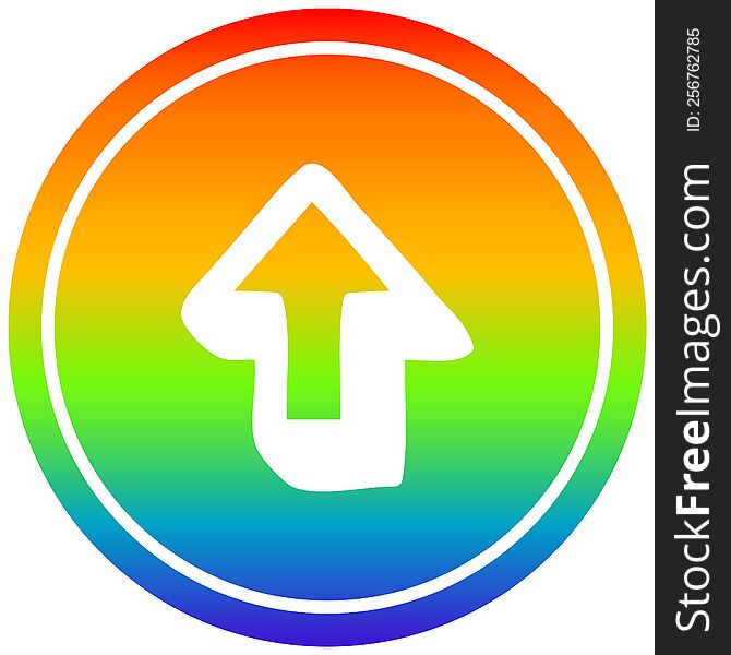 direction arrow circular icon with rainbow gradient finish. direction arrow circular icon with rainbow gradient finish