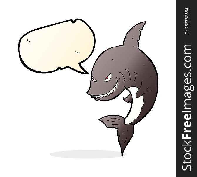 Funny Cartoon Shark With Speech Bubble