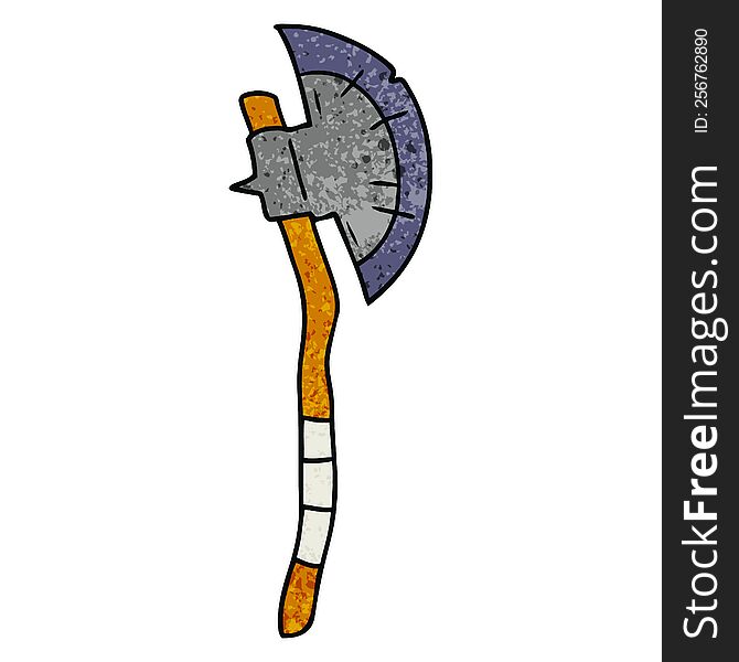 hand drawn textured cartoon doodle of a medieval axe