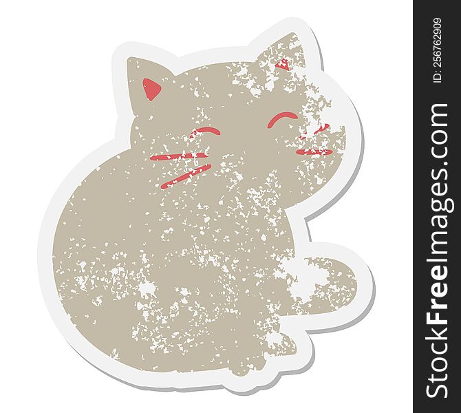 Cat Sitting Grunge Sticker