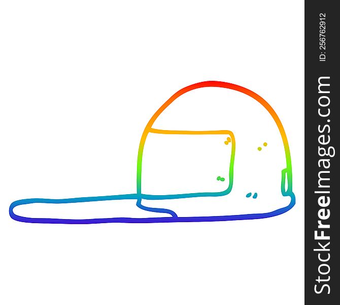 rainbow gradient line drawing of a cartoon cap
