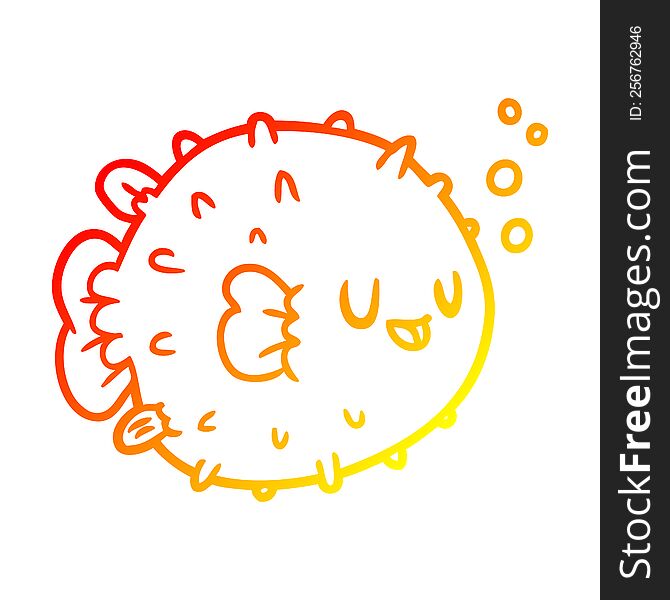 warm gradient line drawing of a blowfish
