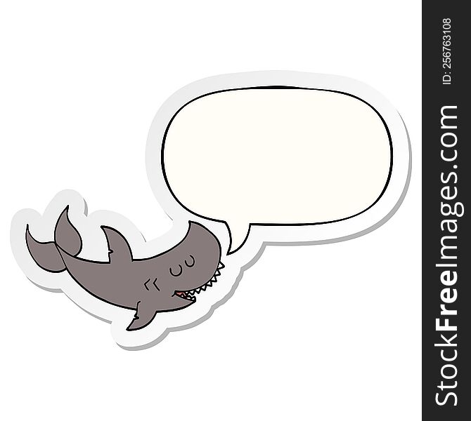 cartoon shark with speech bubble sticker. cartoon shark with speech bubble sticker