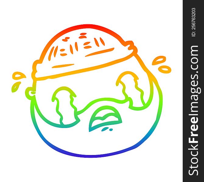 rainbow gradient line drawing of a cartoon male face with beard