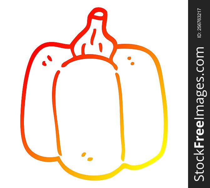 warm gradient line drawing of a cartoon organic pepper