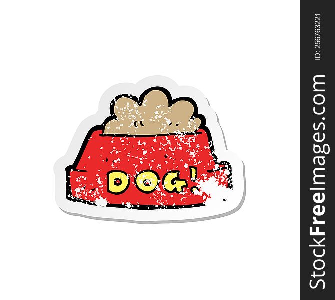 retro distressed sticker of a cartoon dog food