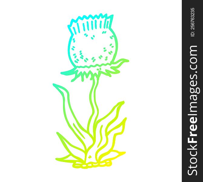 cold gradient line drawing of a cartoon wild flower