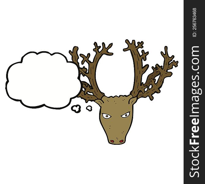 Cartoon Stag Head With Thought Bubble