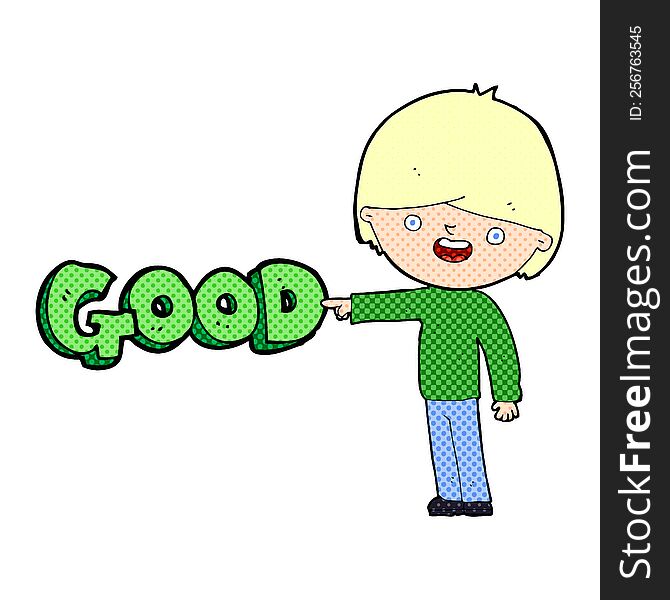 Cartoon Man Pointing Out The Good