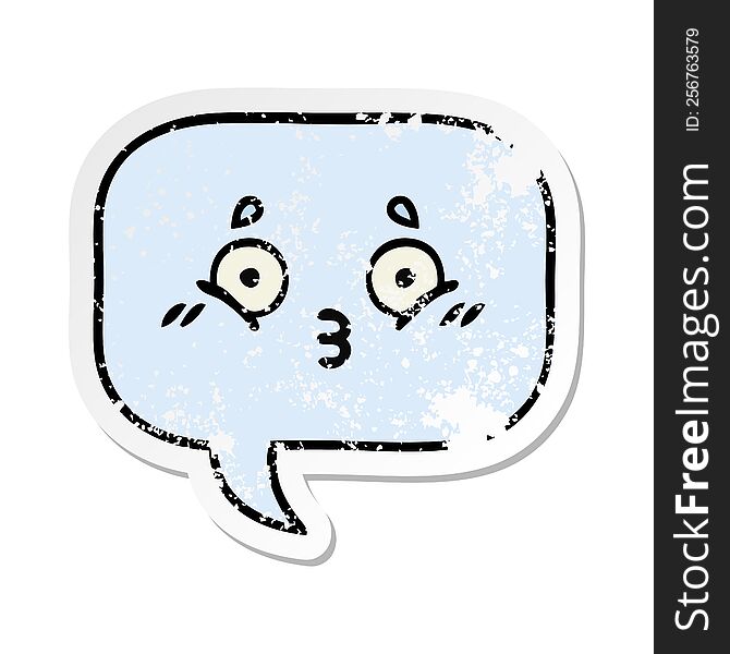 Distressed Sticker Of A Cute Cartoon Speech Bubble
