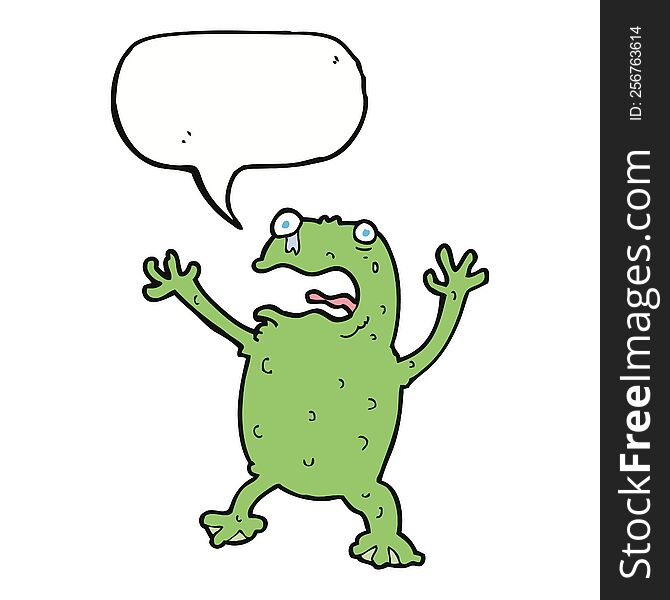 Cartoon Frightened Frog With Speech Bubble