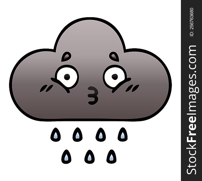 gradient shaded cartoon of a storm rain cloud