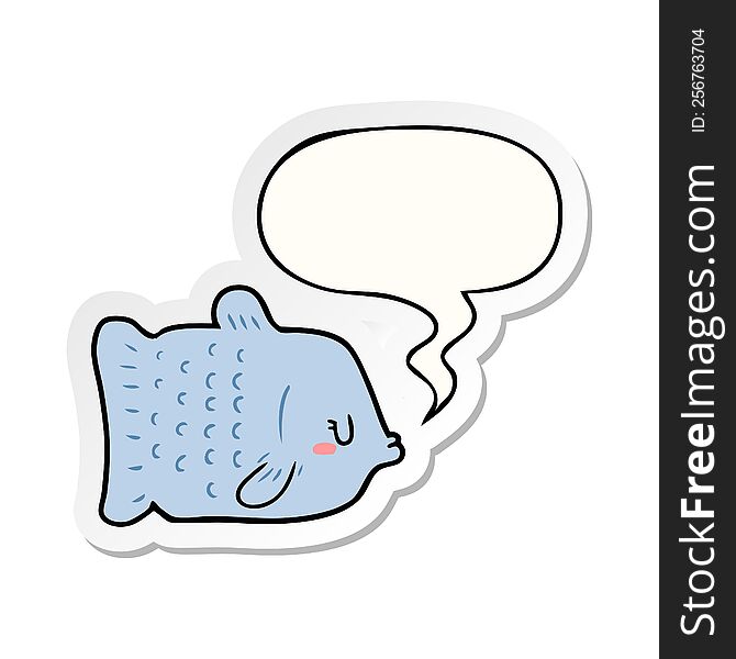 Cartoon Fish And Speech Bubble Sticker