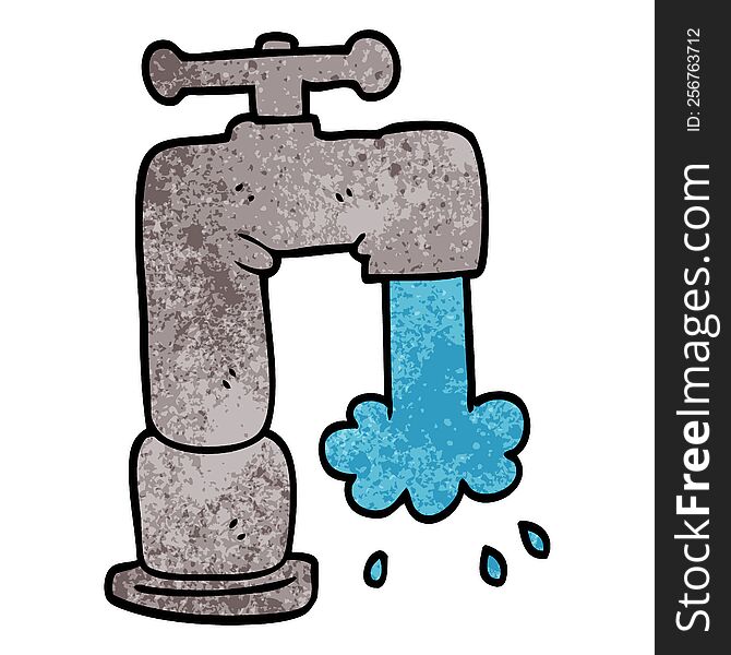 cartoon doodle running faucet