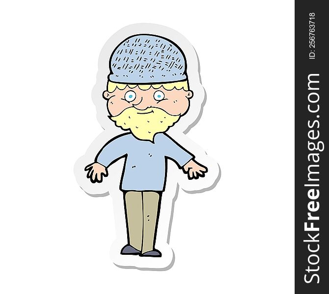 sticker of a cartoon man in winter hat