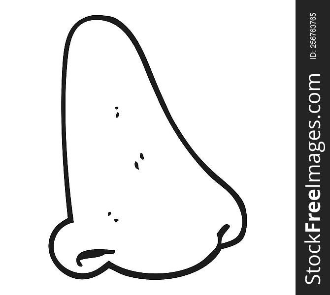 freehand drawn black and white cartoon human nose