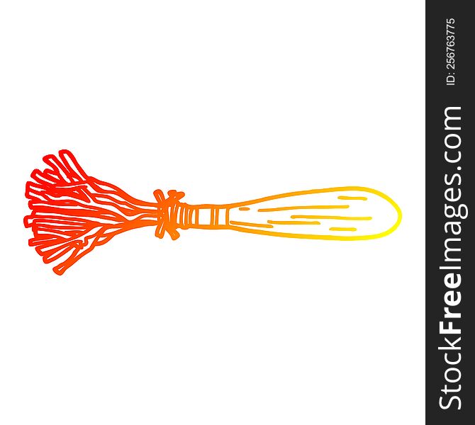 warm gradient line drawing of a cartoon magic broom