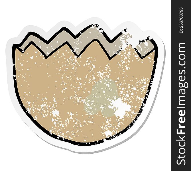 distressed sticker of a cartoon cracked eggshell
