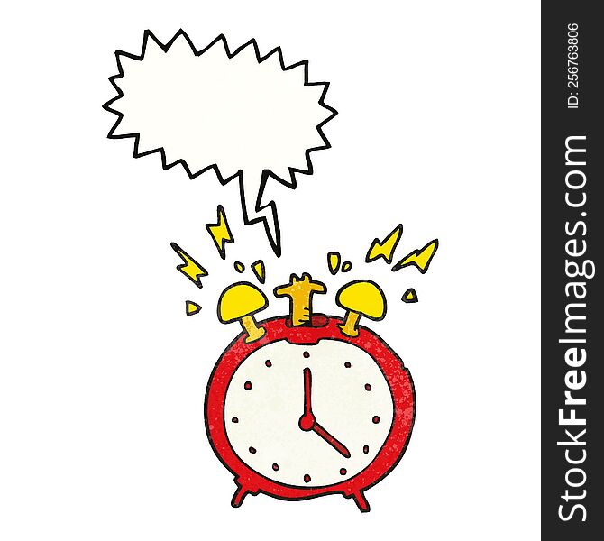 Speech Bubble Textured Cartoon Ringing Alarm Clock