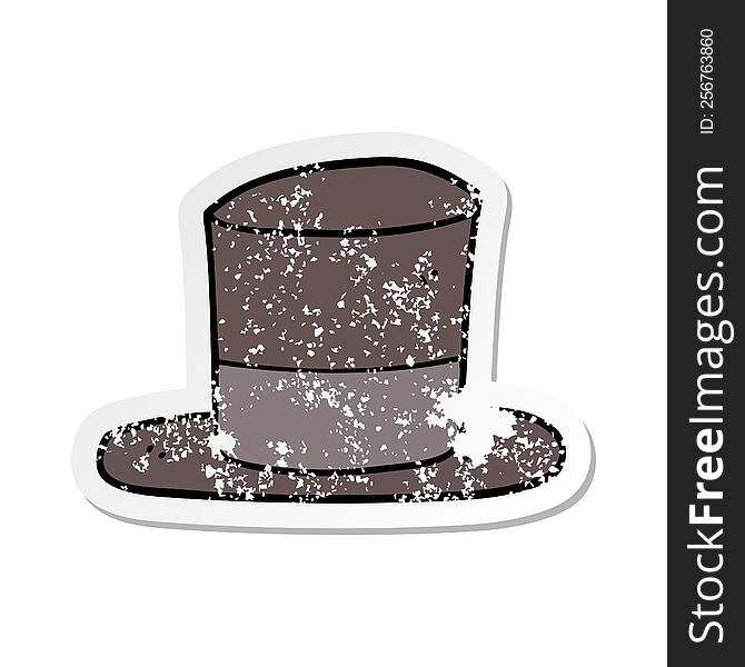 Distressed Sticker Of A Cartoon Top Hat