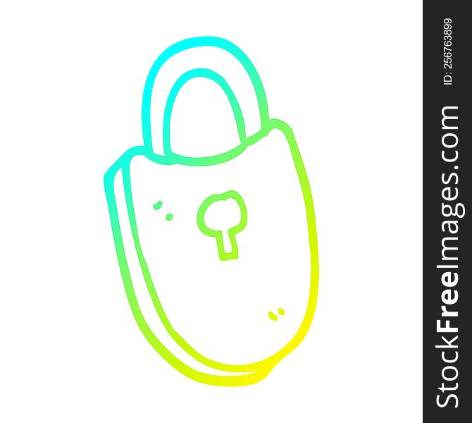 Cold Gradient Line Drawing Cartoon Locked Padlock