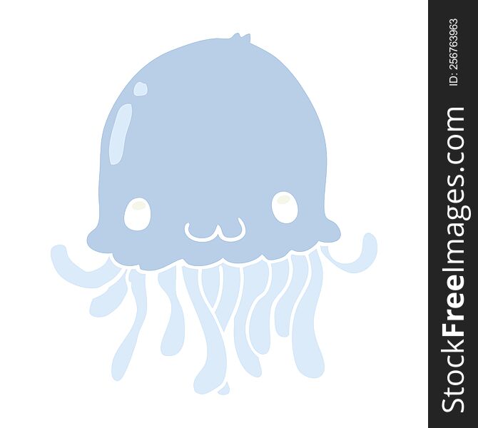 Flat Color Style Cartoon Jellyfish