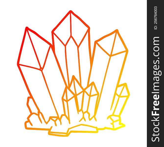 warm gradient line drawing of a cartoon crystals