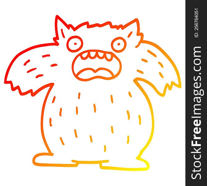 Warm Gradient Line Drawing Cartoon Yeti Monster