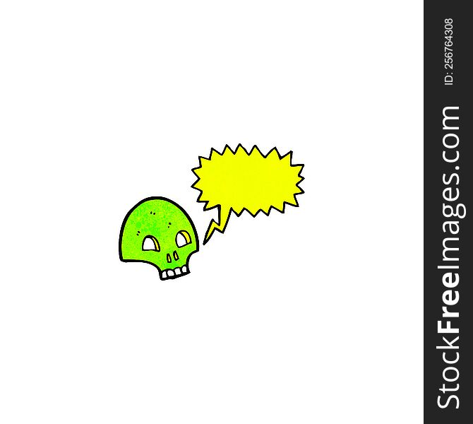 glowing green skull cartoon