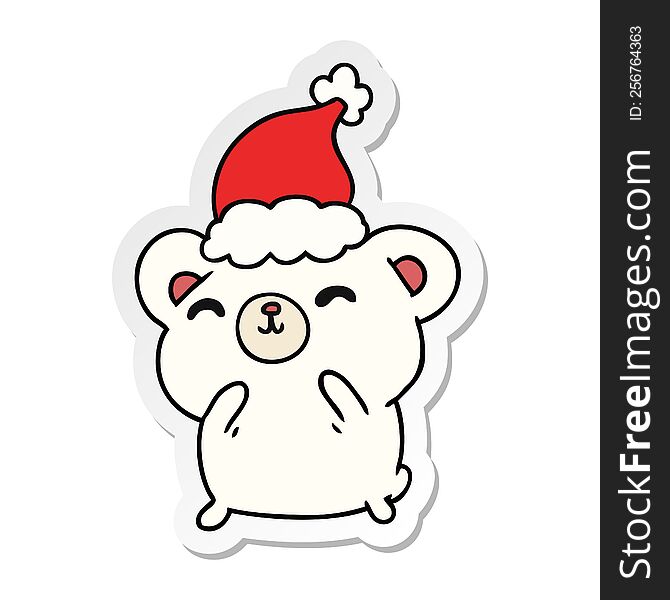 Christmas Sticker Cartoon Of Kawaii Polar Bear