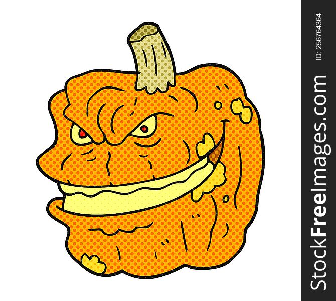 freehand drawn cartoon spooky pumpkin