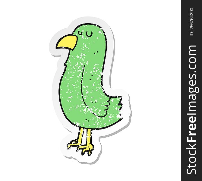 retro distressed sticker of a cartoon parrot