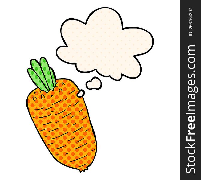 Cartoon Vegetable And Thought Bubble In Comic Book Style