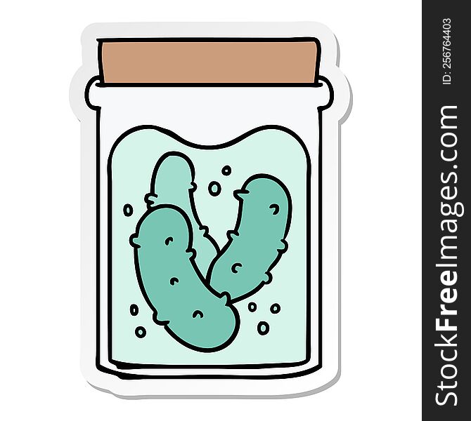 Sticker Cartoon Doodle Jar Of Pickled Gherkins