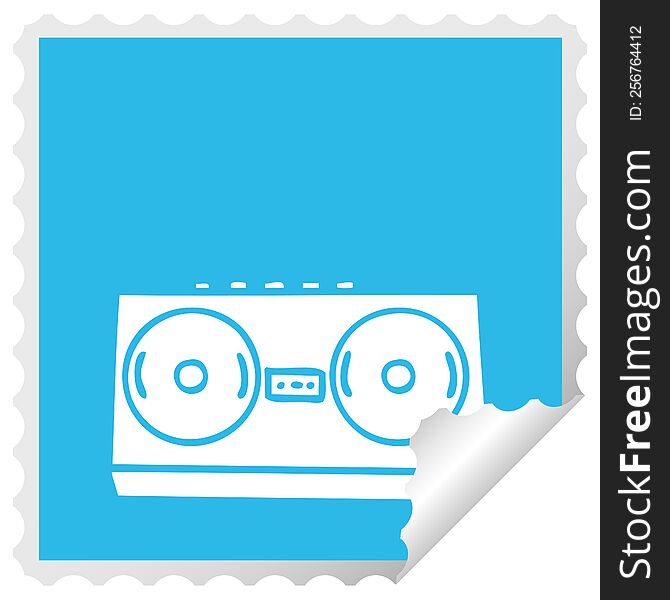 square peeling sticker cartoon retro radio