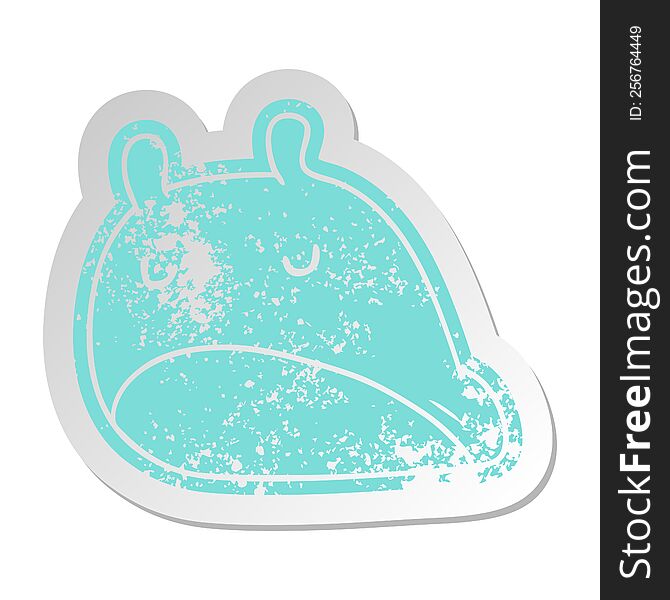 distressed old cartoon sticker kawaii fat cute slug. distressed old cartoon sticker kawaii fat cute slug