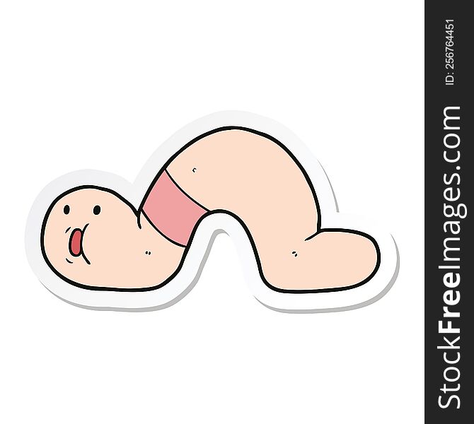 sticker of a cartoon surprised worm