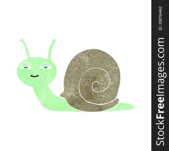 freehand retro cartoon cute snail