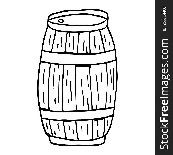 Line Drawing Cartoon Beer Barrel