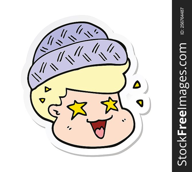 sticker of a cartoon boy wearing hat