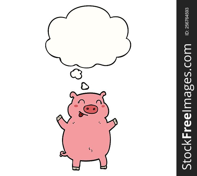 cartoon pig with thought bubble. cartoon pig with thought bubble