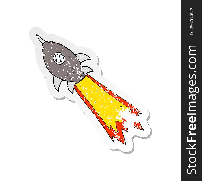 retro distressed sticker of a cartoon spaceship