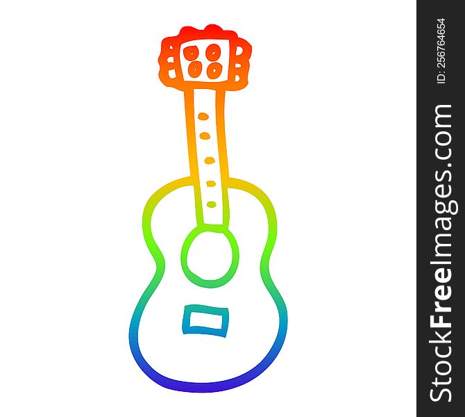 Rainbow Gradient Line Drawing Cartoon Guitar