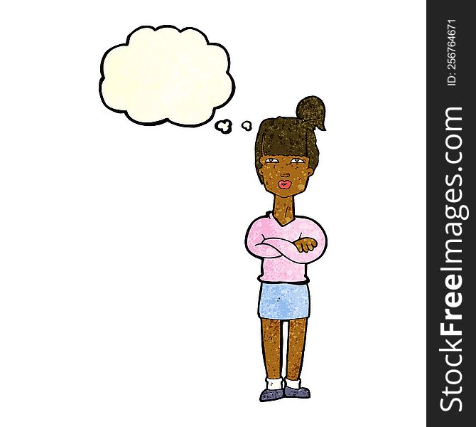 Cartoon Annoyed Woman With Thought Bubble